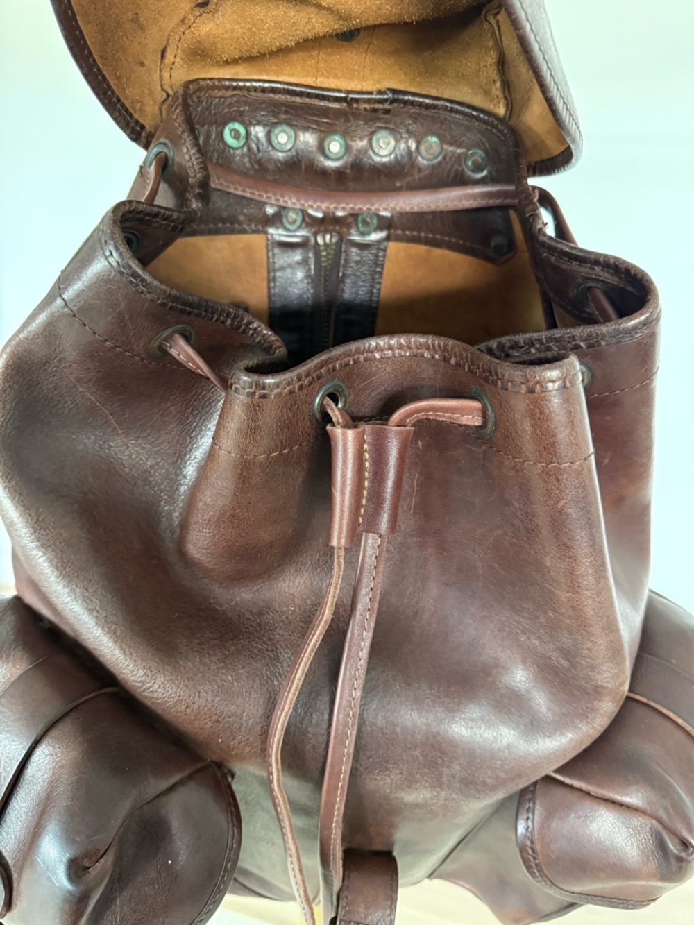 Double RL RRL & Co. Original Riley Rucksack Heritage Leather Backpack - Picture 4 of 6